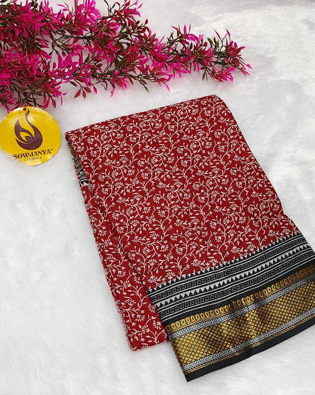 Premium Soft Mul Cotton With Jari boarder  Saree's- SSMUL40