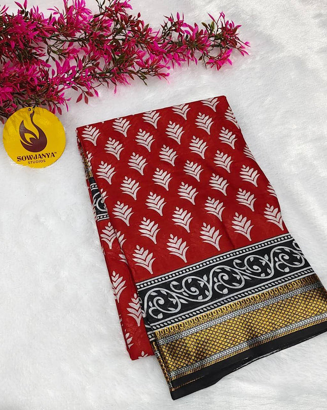 Premium Soft Mul Cotton With Jari boarder  Saree's- SSMUL54