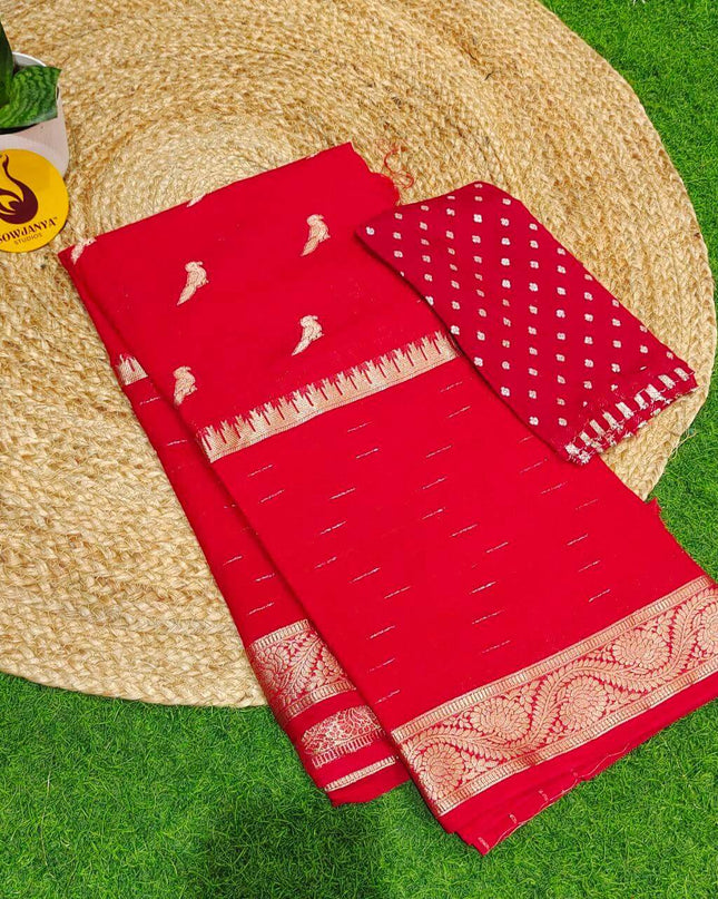 Premium Viscose Crape Georgette Saree - BEST026(red)