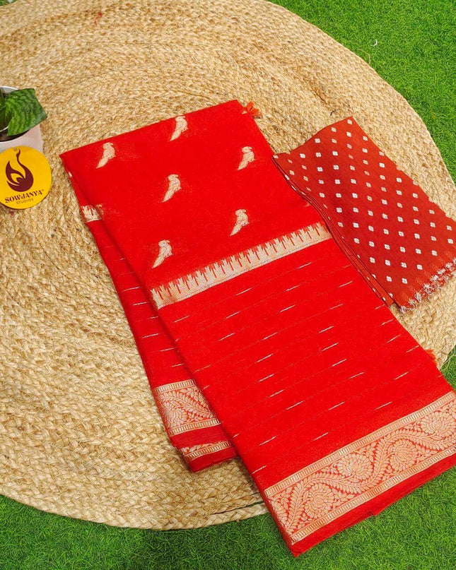 Premium Viscose Crape Georgette Saree - BEST023(orange)