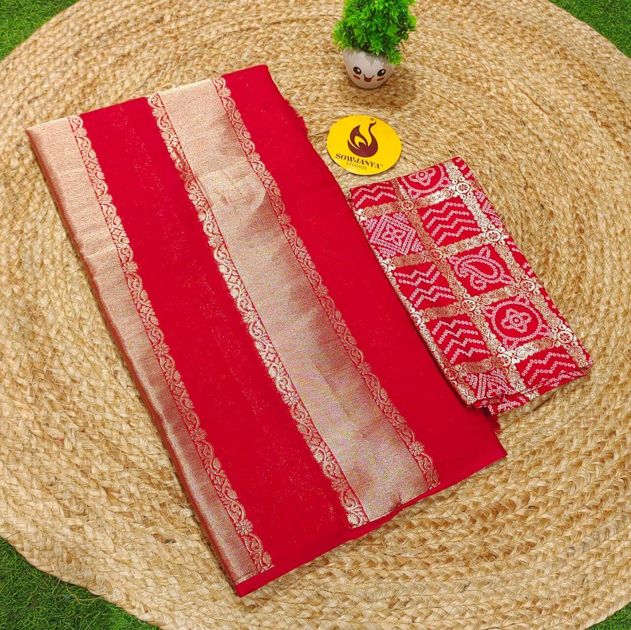 Premium Viscose Crape Georgette Saree -SSBEST6(red)
