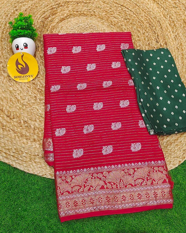 Premium Viscose Georgette Saree - SSRED1