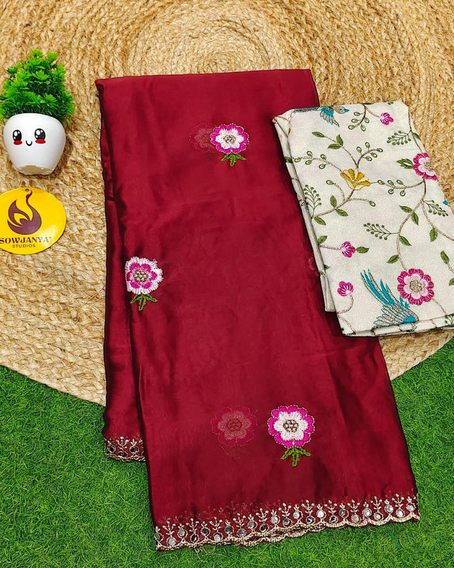 Premium Rangoli Silk with Emboridery work BLOUSE - SSHVY3