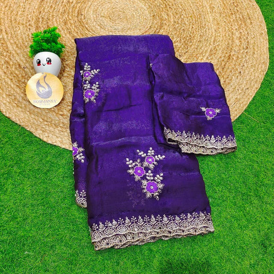 Premium Space Silk with MOTI work Sarees- SSMTS1