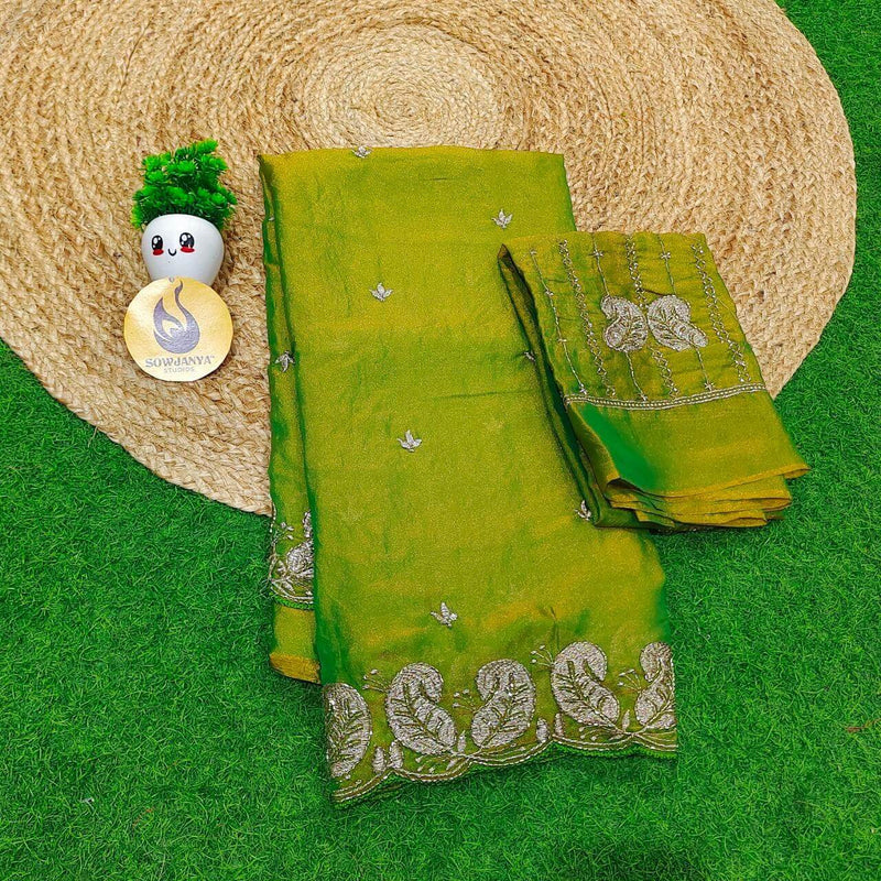 Premium Space Silk withI work Sarees- SSMTS9