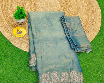 Premium Space Silk withI work Sarees- SSMTS10