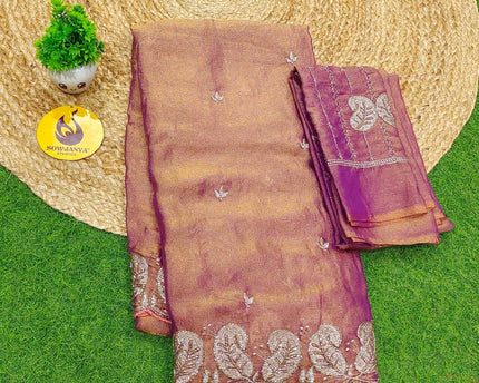 Premium Space Silk withI work Sarees- SSMTS6