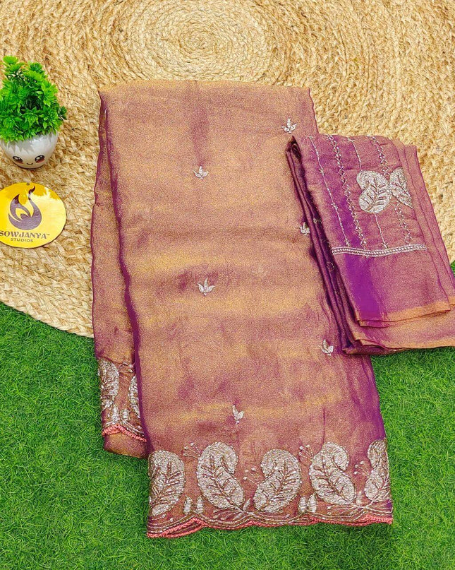 Premium Space Silk withI work Sarees- SSMTS6
