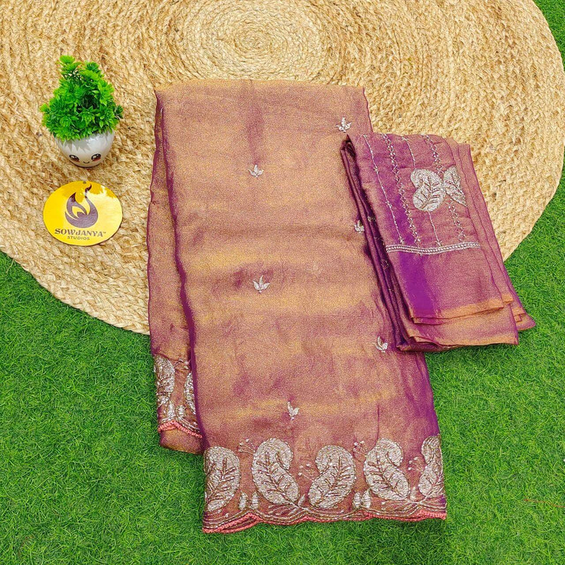 Premium Space Silk withI work Sarees- SSMTS6