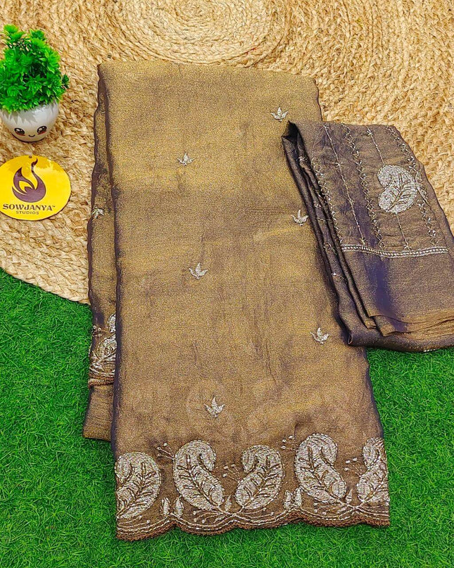 Premium Space Silk withI work Sarees- SSMTS8