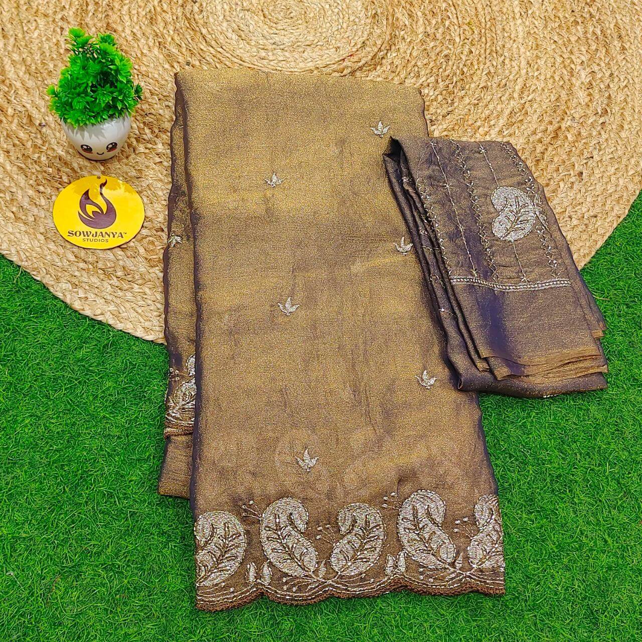 Premium Space Silk withI work Sarees- SSMTS8