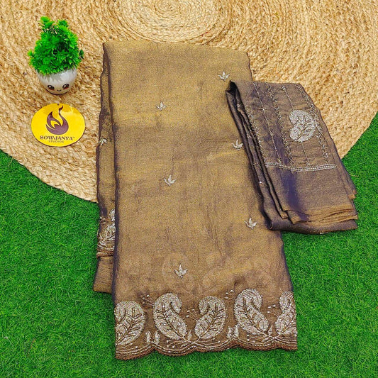 Premium Space Silk withI work Sarees- SSMTS8