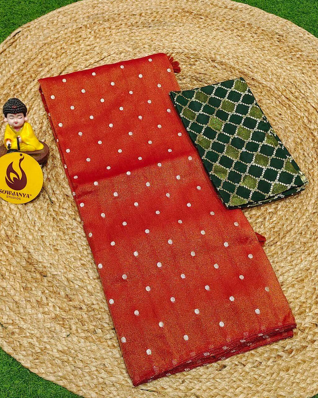Designer TISSUE Weaving Butti  Sarees -SSTWB4