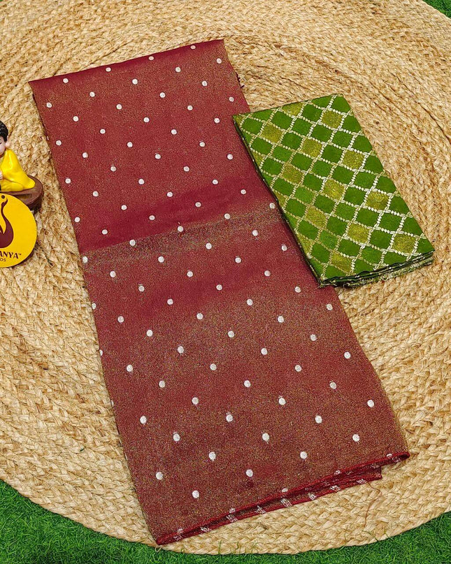 Designer TISSUE Weaving Butti  Sarees -SSTWB3