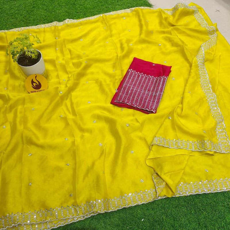 Premium Rangoli Silk  Sarees - YELLOW1