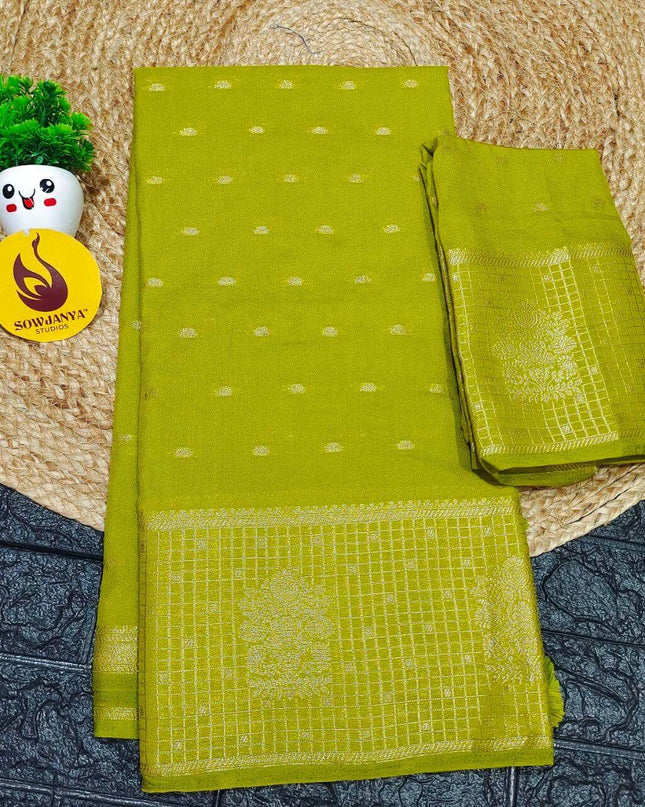 Viscose Butti Saree's With Floral Kanchi Border- SSFKV02
