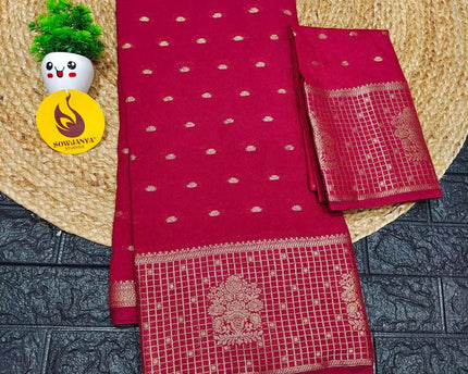 Viscose Butti Saree's With Floral Kanchi Border- SSFKV03 (MEROUN)