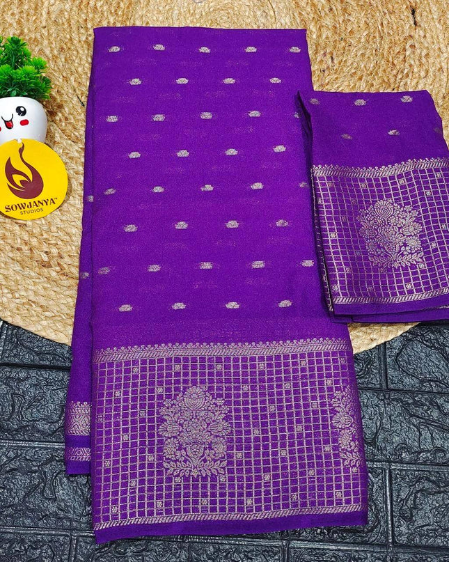 Viscose Butti Saree's With Floral Kanchi Border- SSFKV05