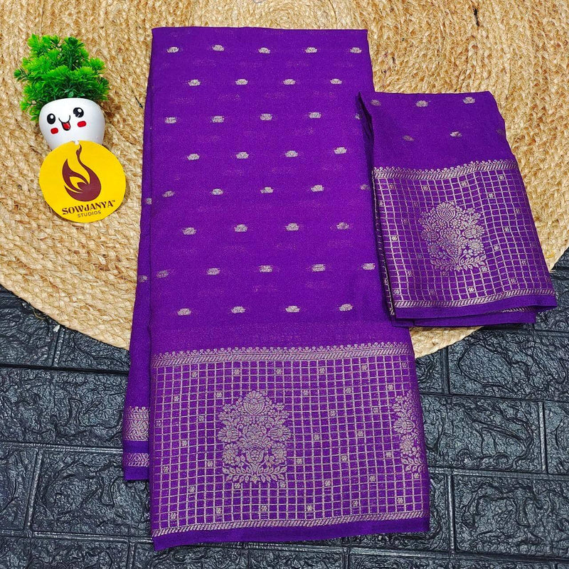 Viscose Butti Saree's With Floral Kanchi Border- SSFKV05
