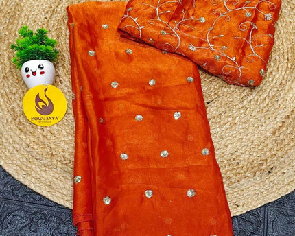 Premium NC Cartin Fabric With Sequence work Sarees - SSNCC3