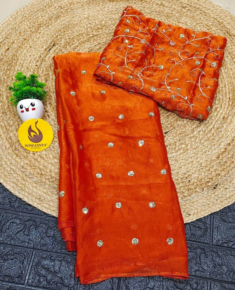 Premium NC Cartin Fabric With Sequence work Sarees - SSNCC3