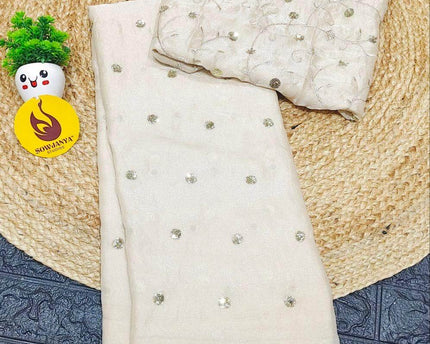 Premium NC Cartin Fabric With Sequence work Sarees - SSNCC1