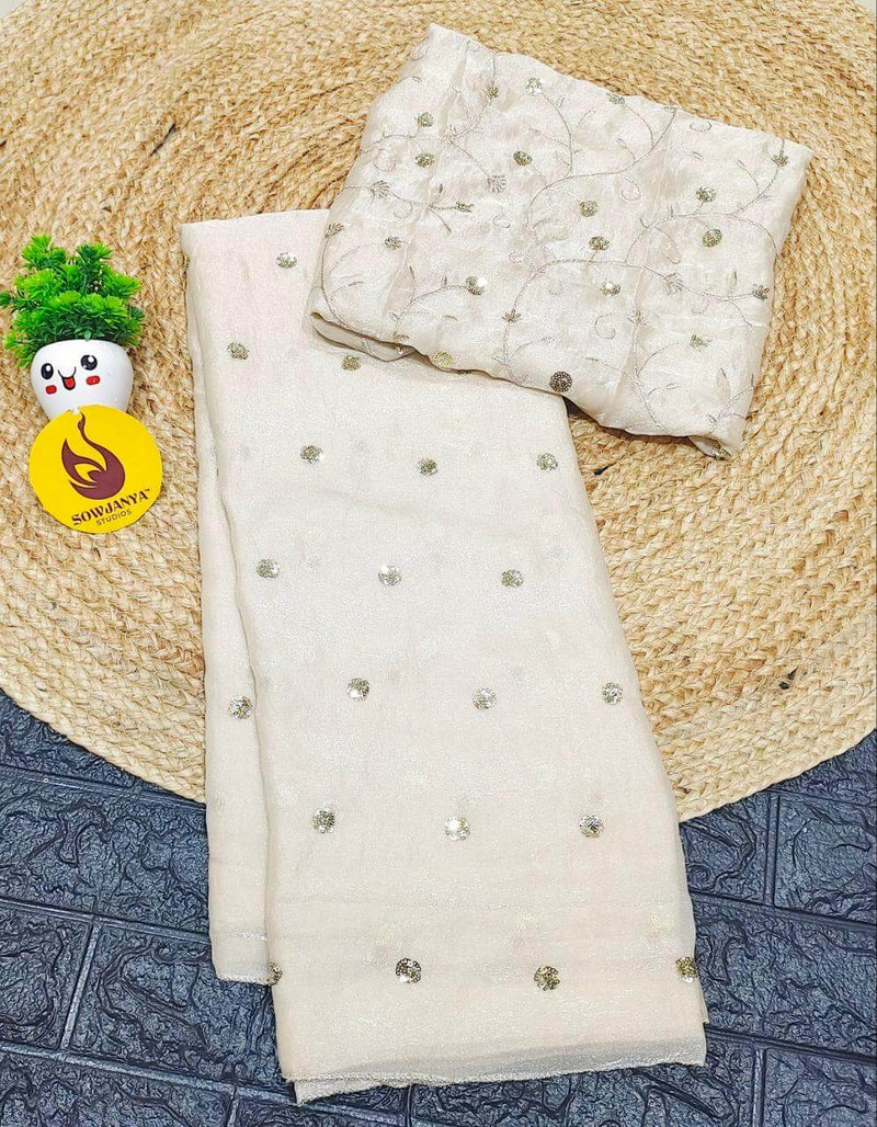 Premium NC Cartin Fabric With Sequence work Sarees - SSNCC1