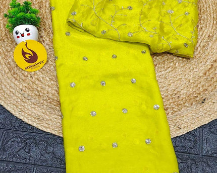 Premium NC Cartin Fabric With Sequence work Sarees - SSNCC2