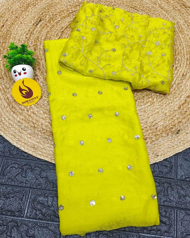 Premium NC Cartin Fabric With Sequence work Sarees - SSNCC2