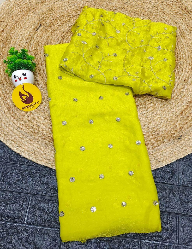 Premium NC Cartin Fabric With Sequence work Sarees - SSNCC2
