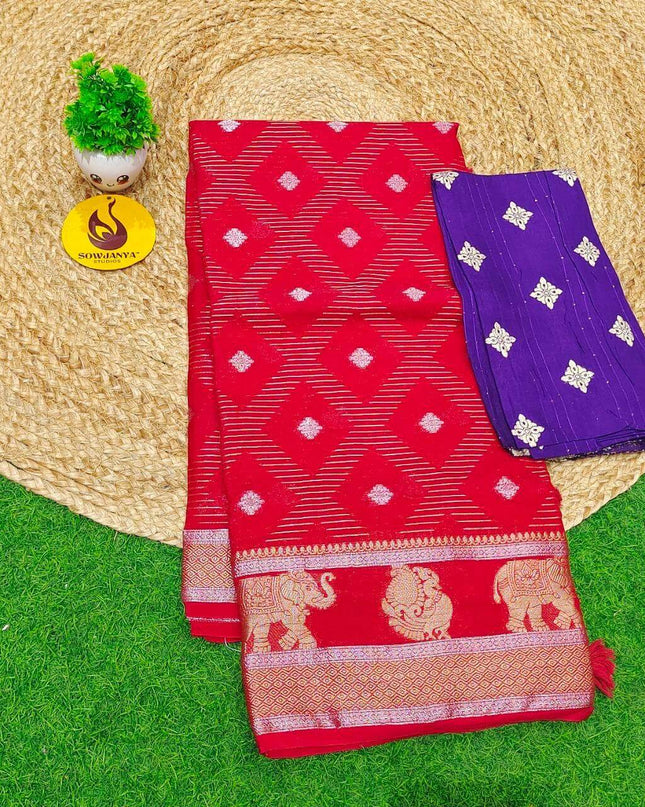 Premium Viscose Georgette Saree - SSRED10