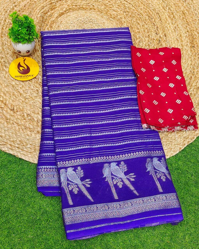 Premium Viscose Georgette Saree - SSRED8