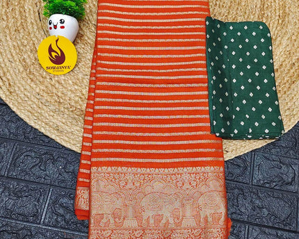 Premium  Viscose  Georgette With Heavy Zari Saree's - BEST30