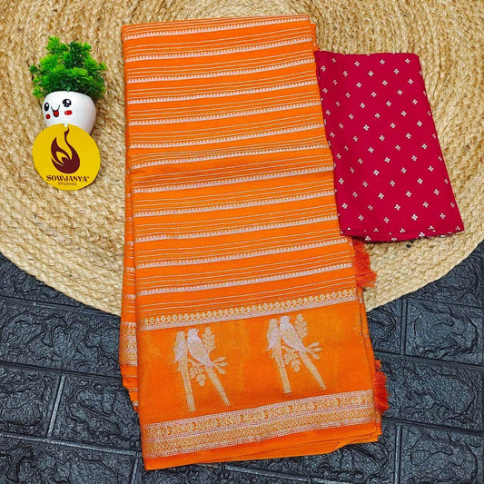 Premium Viscose Georgette Saree - SSRED9(PINK BLOUSE)