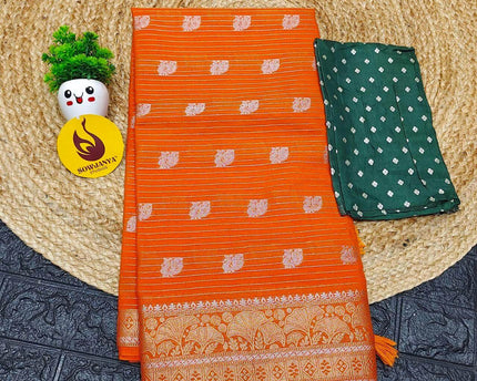 Premium Viscose Georgette Saree - SSRED4(ORANGE)