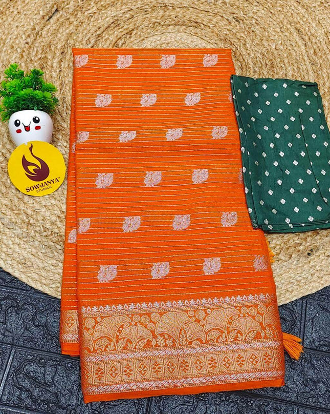 Premium Viscose Georgette Saree - SSRED4(ORANGE)