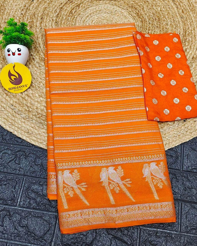 Premium Viscose Georgette Saree - SSRED7(ORANGE)