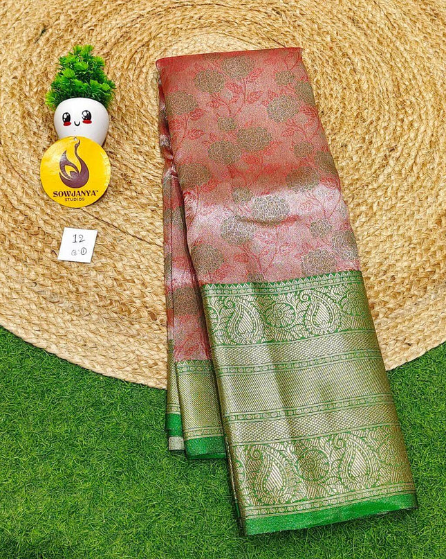 Premium Tissue Soft Pattu With Kanchi Big  Border - SSMGS12