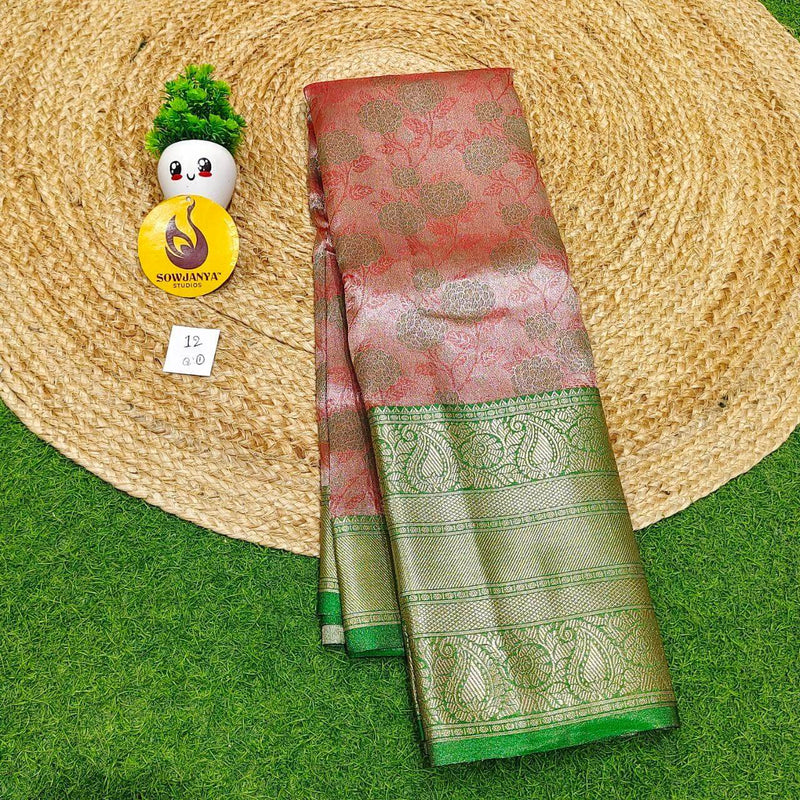 Premium Tissue Soft Pattu With Kanchi Big  Border - SSMGS12