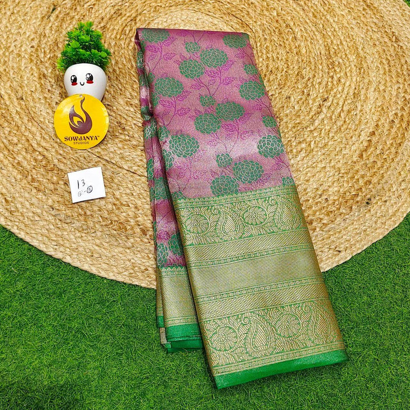 Premium Tissue Soft Pattu With Kanchi Big  Border - SSMGS13