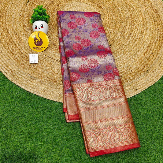 Premium Tissue Soft Pattu With Kanchi Big  Border - SSMGS9