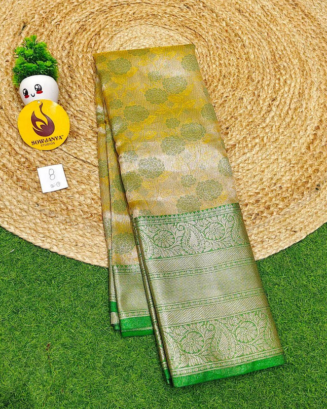 Premium Tissue Soft Pattu With Kanchi Big  Border - SSMGS8