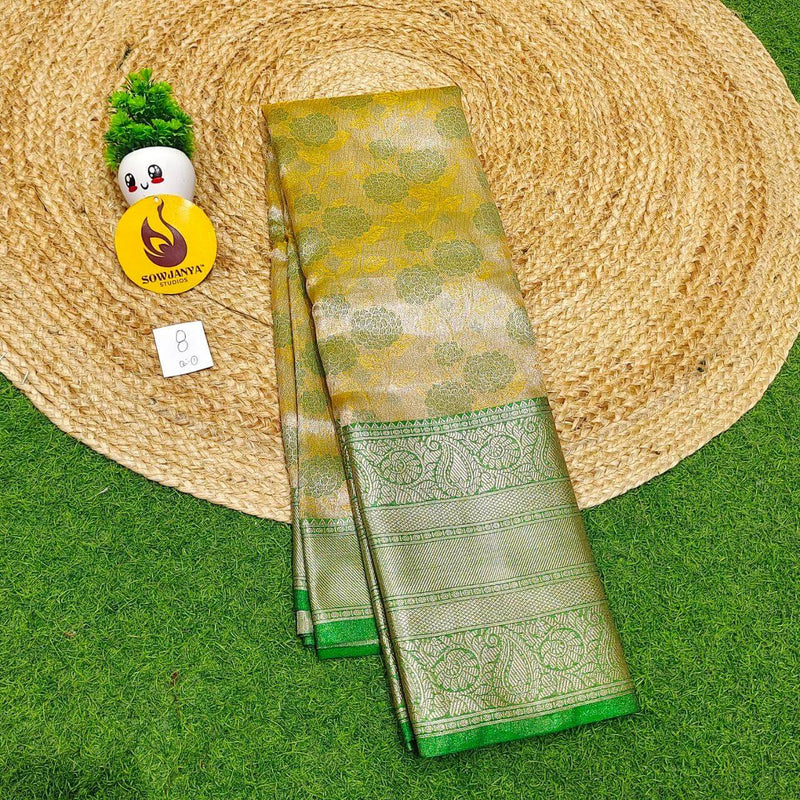 Premium Tissue Soft Pattu With Kanchi Big  Border - SSMGS8