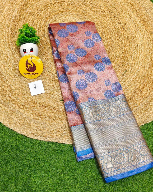 Premium Tissue Soft Pattu With Kanchi Big  Border - SSMGS7