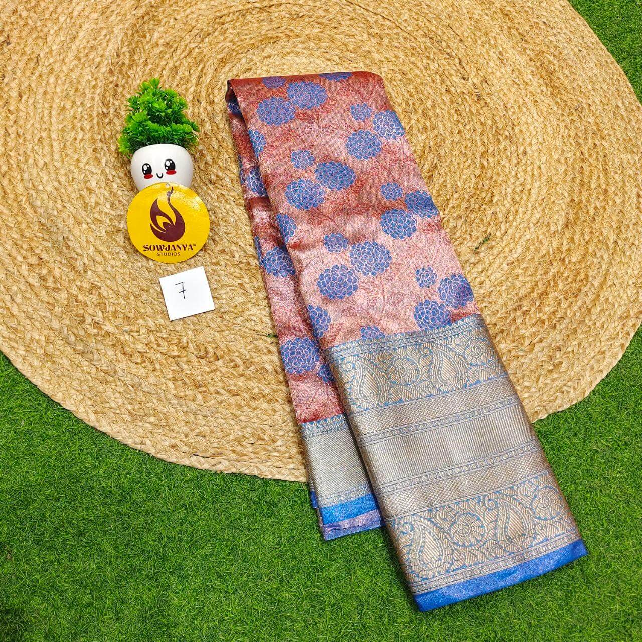 Premium Tissue Soft Pattu With Kanchi Big  Border - SSMGS7