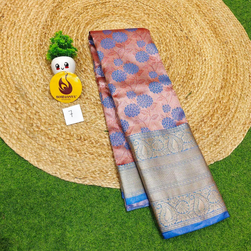 Premium Tissue Soft Pattu With Kanchi Big  Border - SSMGS7