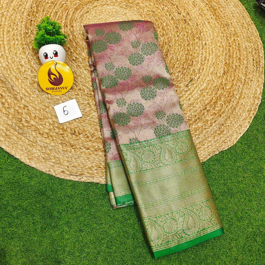 Premium Tissue Soft Pattu With Kanchi Big  Border - SSMGS6