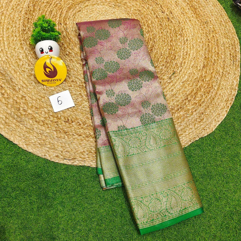Premium Tissue Soft Pattu With Kanchi Big  Border - SSMGS6