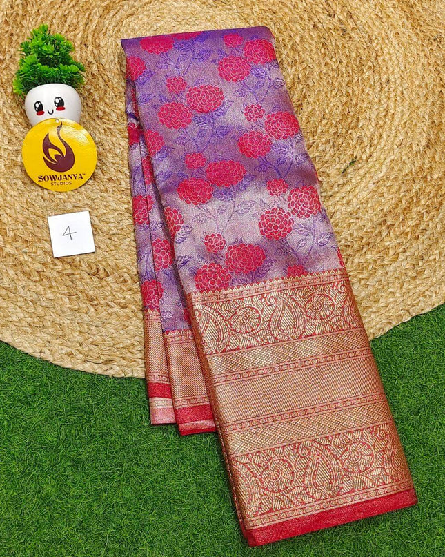 Premium Tissue Soft Pattu With Kanchi Big  Border - SSMGS4