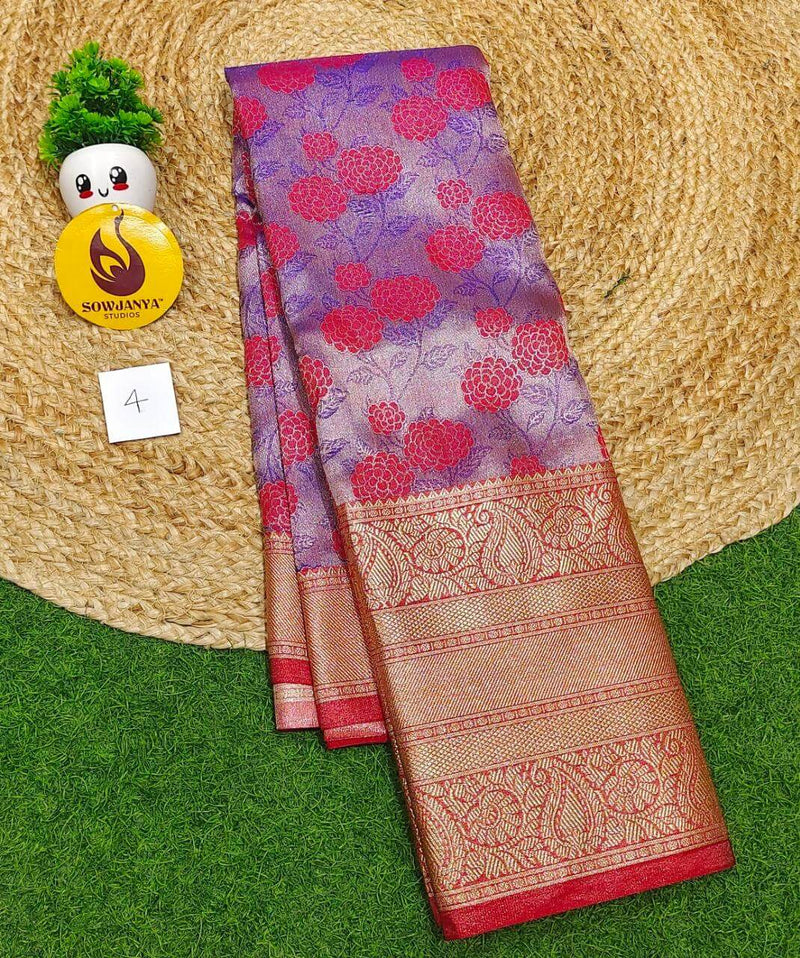 Premium Tissue Soft Pattu With Kanchi Big  Border - SSMGS4